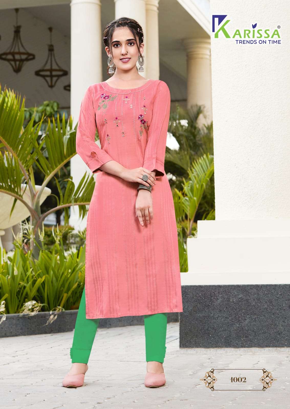 Karissa-Rim Zim- Heavy-Fancy-Viscose-Weaving-Effect-Liva-Tag-Thread-Manual-Handwork-Kurti-1002